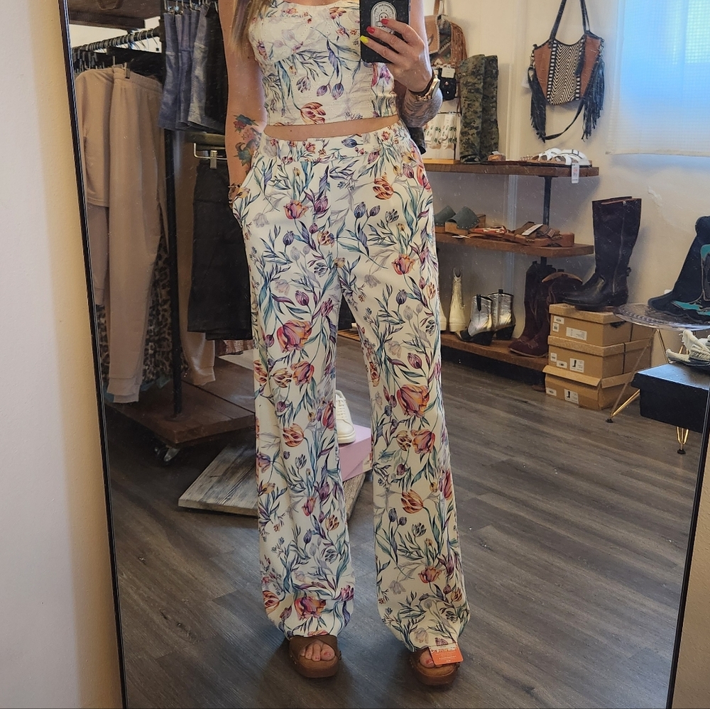 Steve Madden Wide Leg Floral Denia Dress Pants Women's Size Large